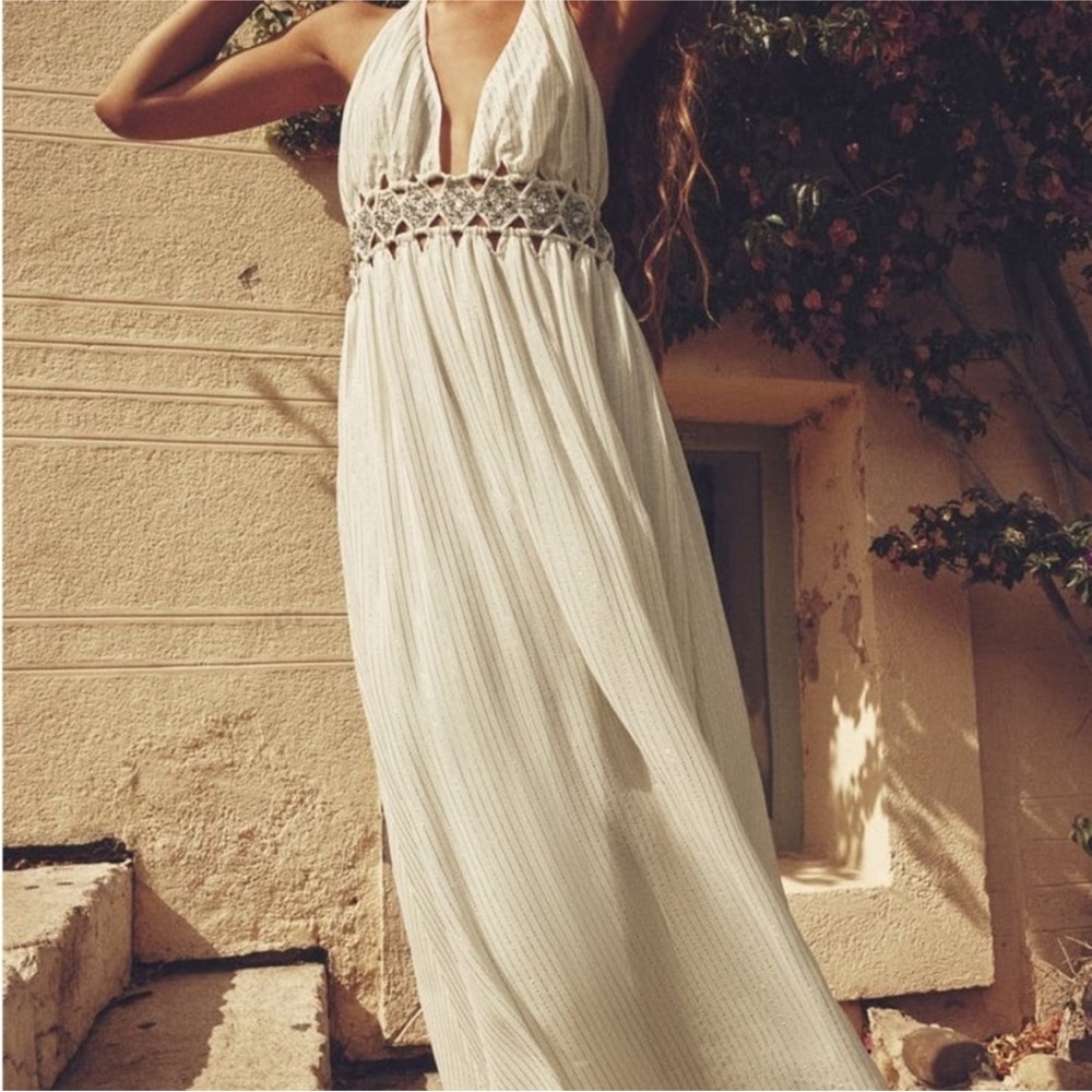 Zara limited edition bloggers favourite beaded cut out metallic thread dress - Picture 3 of 12